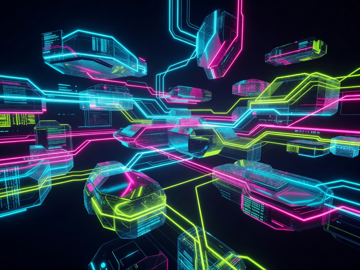 3D Neon Cybernetic Animation Interface